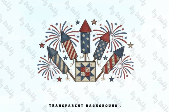 4th of July Embroidery Patch 3 PNG