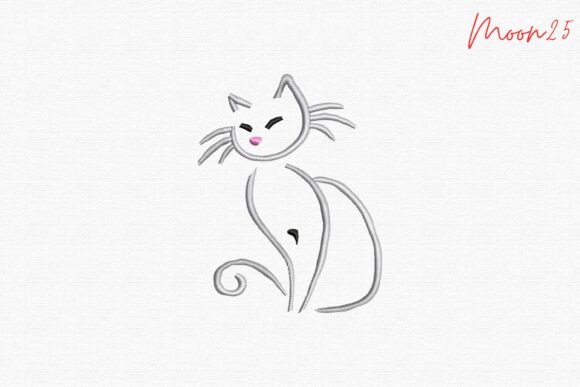 Cute Minimal Cat Line Embroidery for Holiday Collections