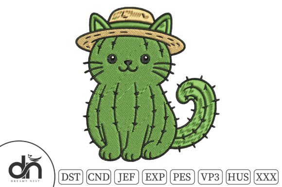 Kawaii Cat Cactus Hat Embroidery Design Review