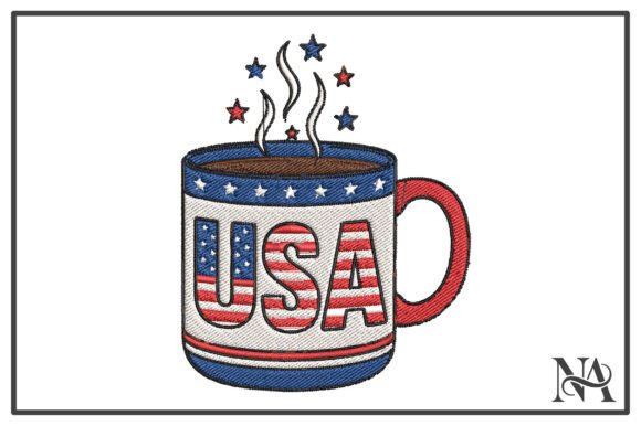 Patriotic USA Coffee Mug Embroidery