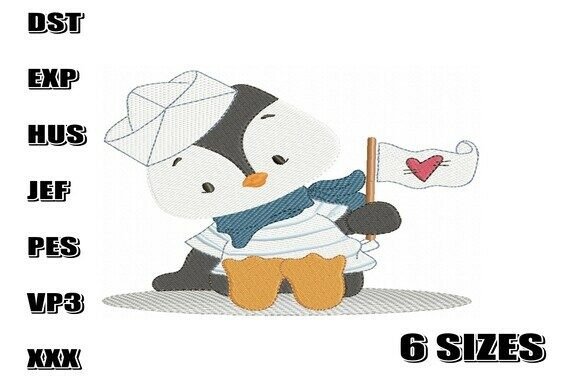 Sailor Penguin Embroidery Design Bundle